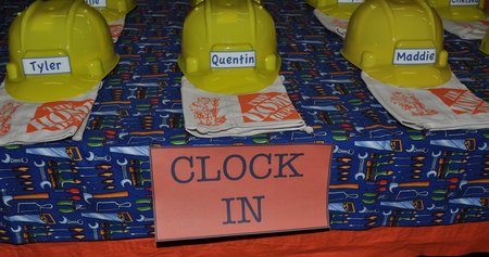 clocking in to a Construction Birthday Party