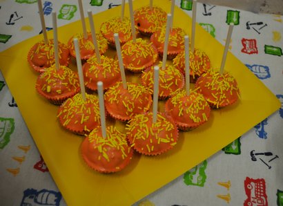 orange and yellow cake pops