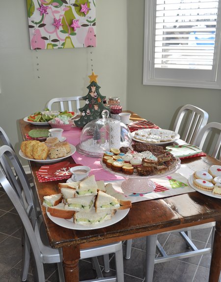 Christmas Tea Party:  tea sandwiches, scones, and lots of Chrsitmas cookies and sweets make the perfect festive get together.