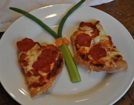 pizza butterfly bug themed party food