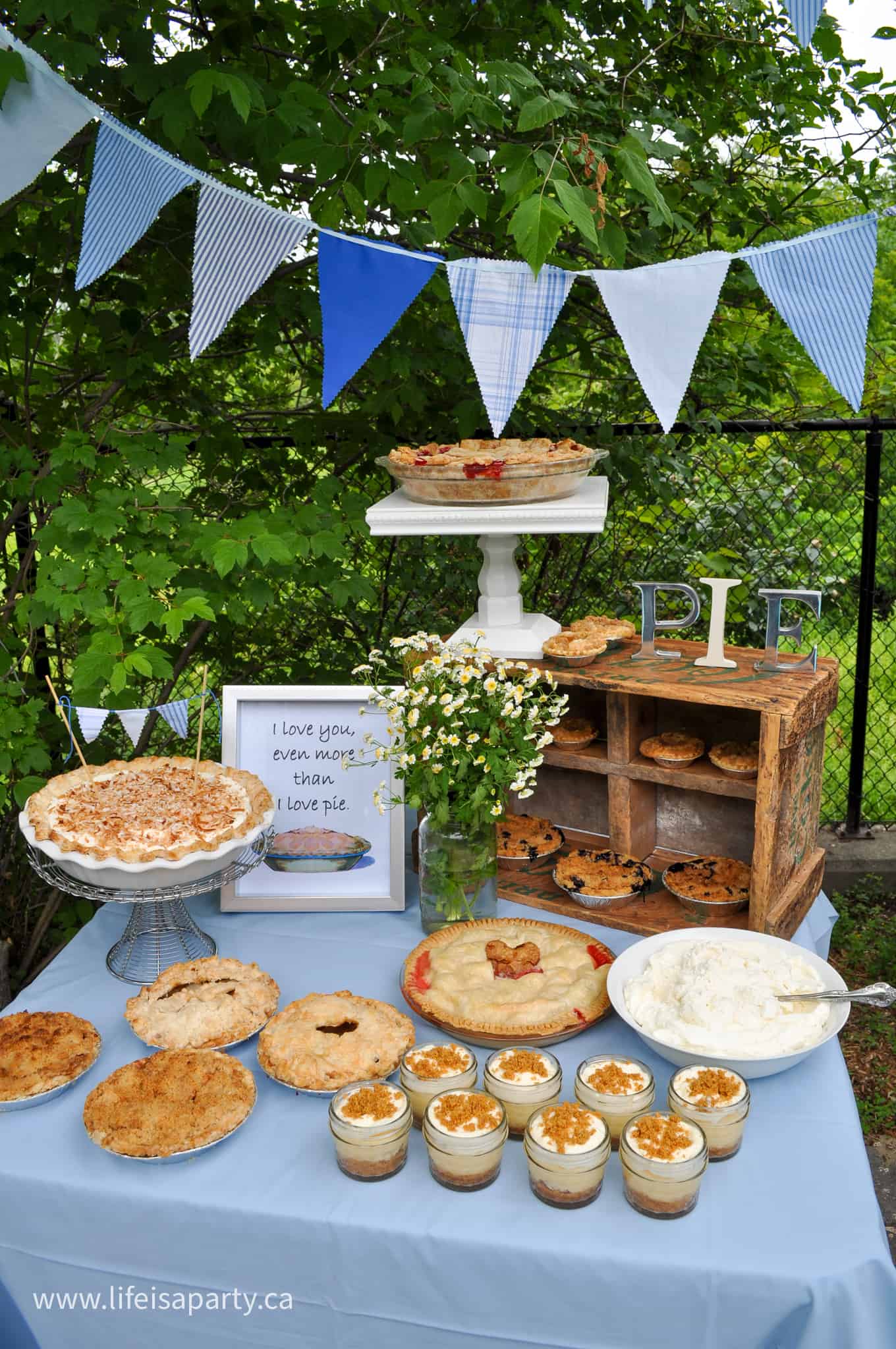 pie buffet for a pie party
