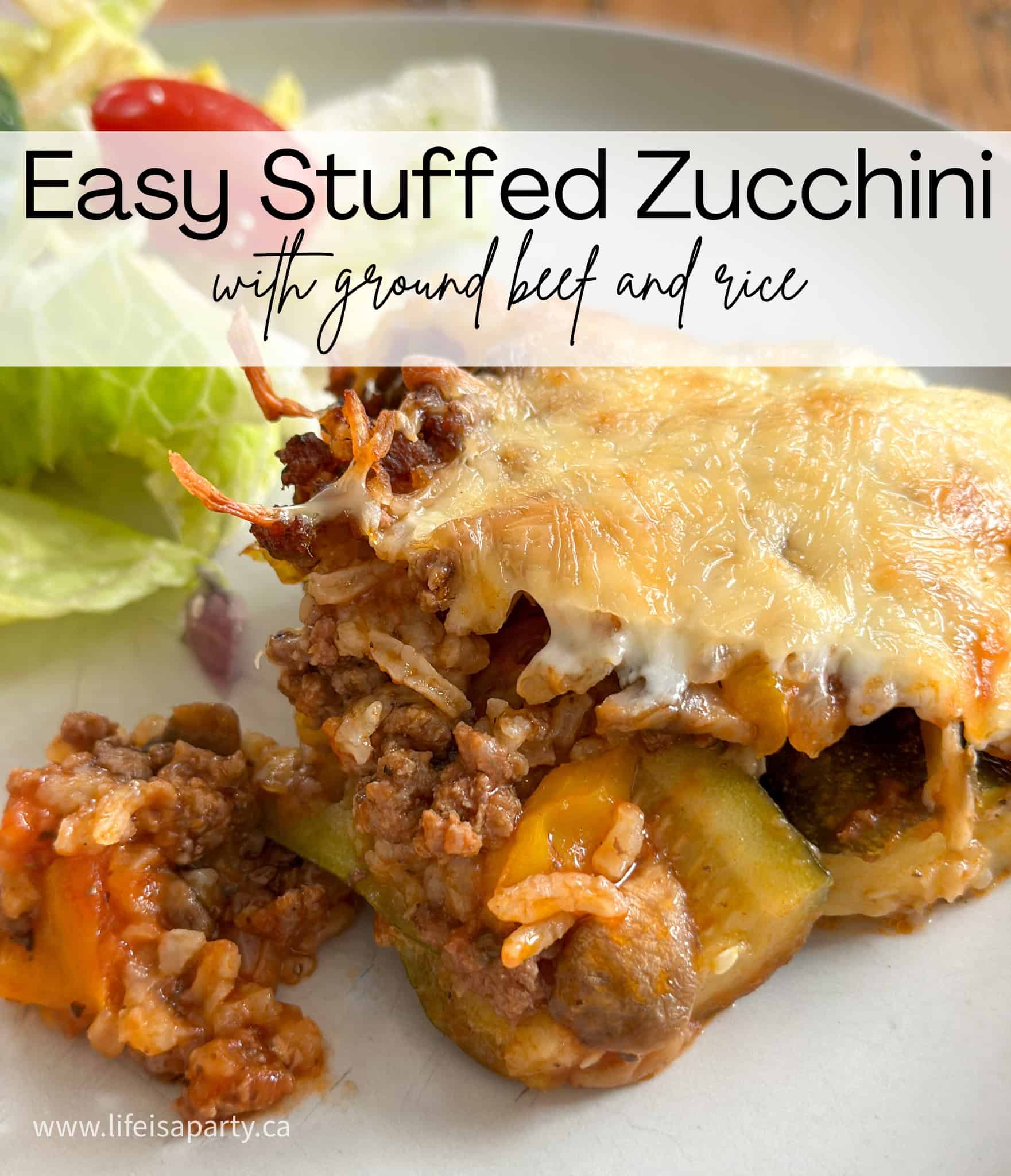 Easy Stuffed Zucchini:  this easy recipe is made with quick rice, and jared sauce for a quick and healthy dinner.