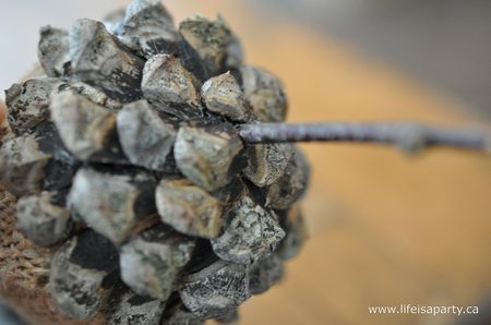 how to make a large acorn with pinecone pieces
