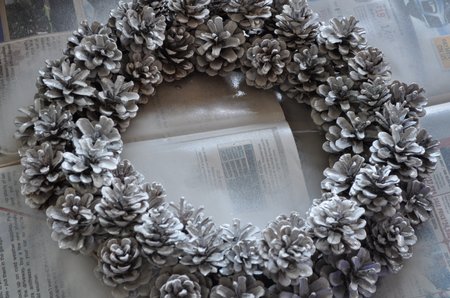 white pine cone wreath