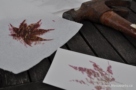 hammered leaf and flower prints