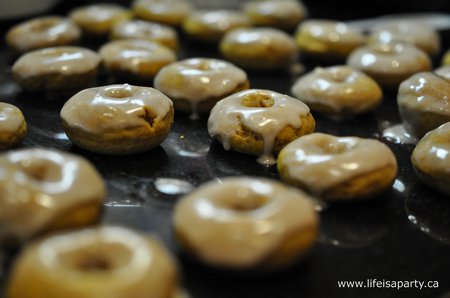 mini pumpkin donuts with maple icing