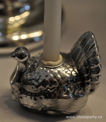 silver turkey candle holders