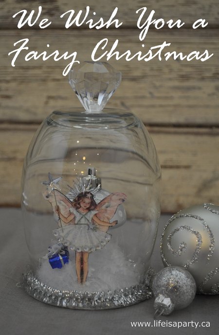 DIY Decorative Cloche -Made from a steamless wineglass and glass drawer knob this DIY glass Christmas cloche couldn't be easier or cuter.