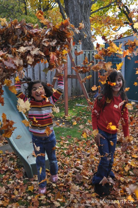 fall leaf raking party