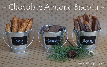Chocolate Dipped Almond Biscotti: crunchy and full of almond chunks, coated in Belgium chocolate and perfect dipped in a cup of coffee.