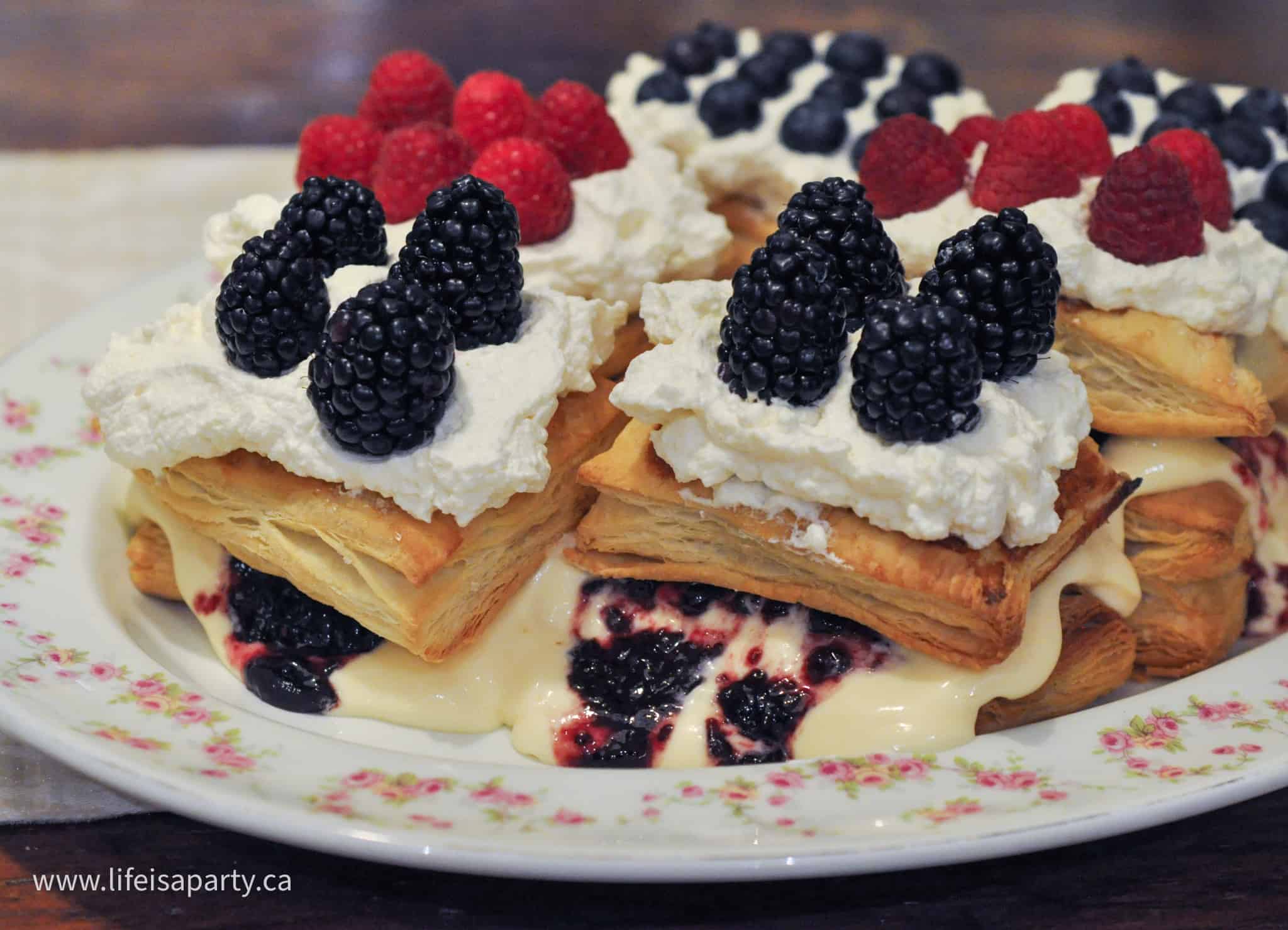 puff pastry with jam and whip cream dessert 046