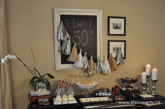 mens 50th birthday party favourite things dessert table