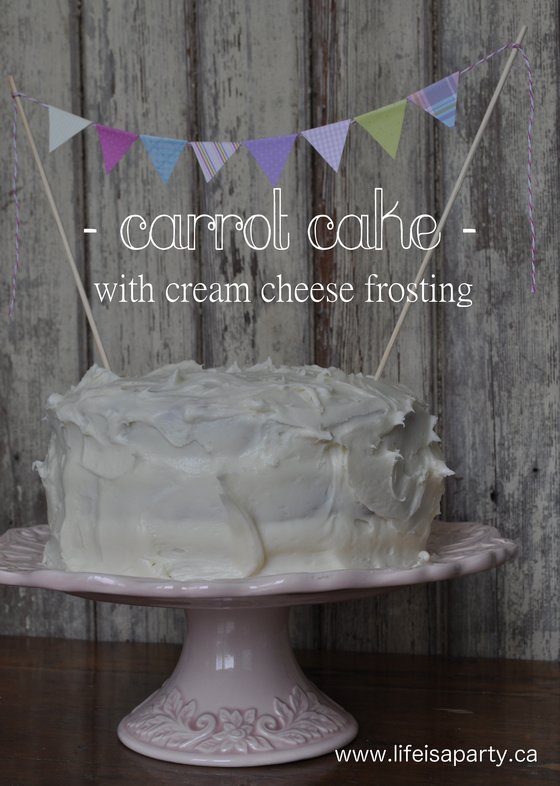 Carrot Cake With Cream Cheese Frosting Recipe:  the perfect moist dense carrot cake with raisins, pineapple and nuts and a delicious cream cheese icing.