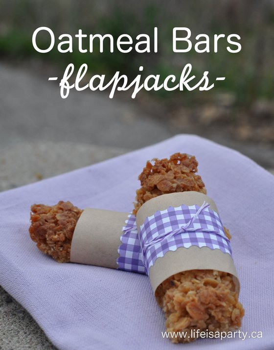 Oatmeal Bar Recipe: These are like a combination between a granola bar and oatmeal cookies. Often called Flapjacks in England.