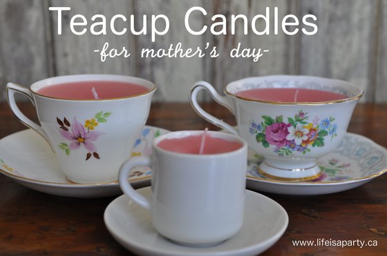 candles made from vintage teacups