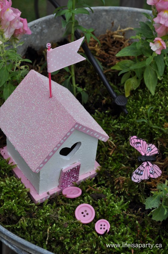 diy pink fairy garden house