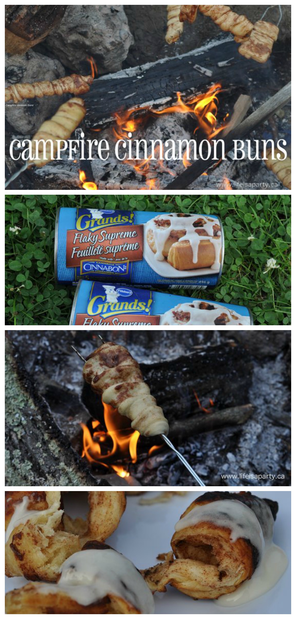Easy Campfire Cinnamon Rolls -the perfect easy treat for camping, using store bought cinnamon rolls, your kids will LOVE these!