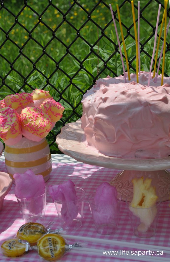 Pink and Yellow Lemonade Party dessert table