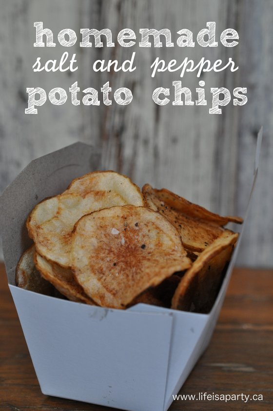 Homemade Potato Chips Recipe: Simple to make and so, so good. Love the flavour of salt and pepper, sure to wow your guests and quickly disappear.