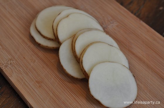 sliced potatoes for homemade potato chips