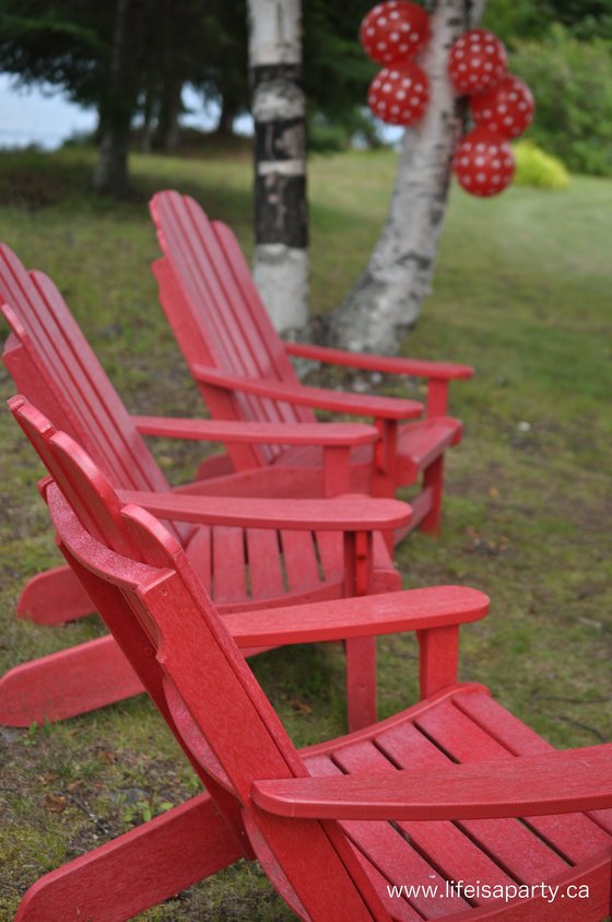 red Muskoka chairs