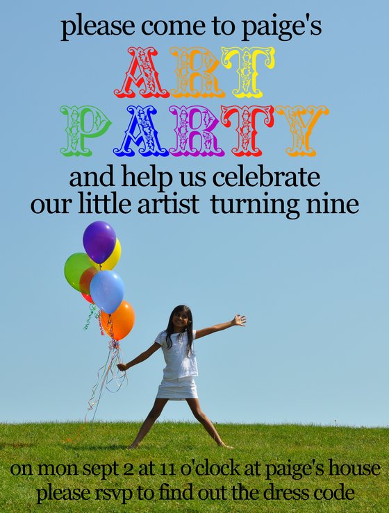 Rainbow Art Party invitations