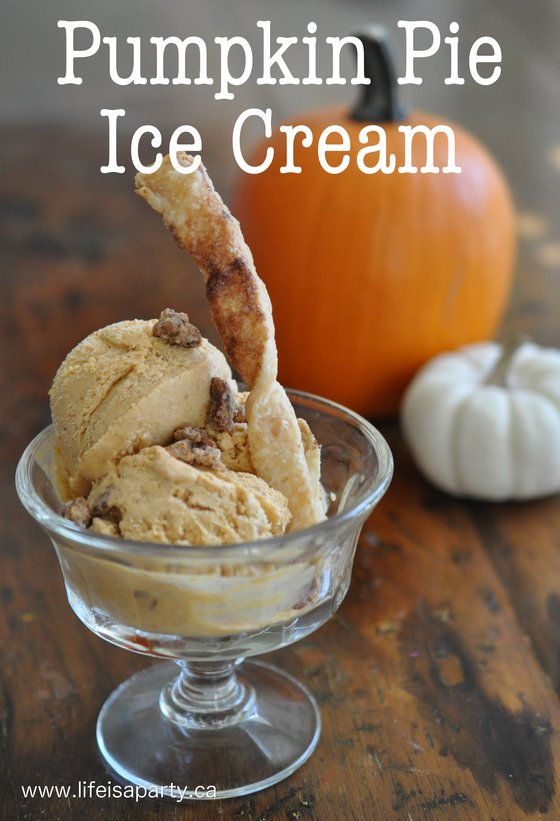 Pumpkin Pie Ice Cream: Amazing ice cream, perfect for fall entertaining. All the yummy tastes of pumpkin pie, but something different, your guest will love!