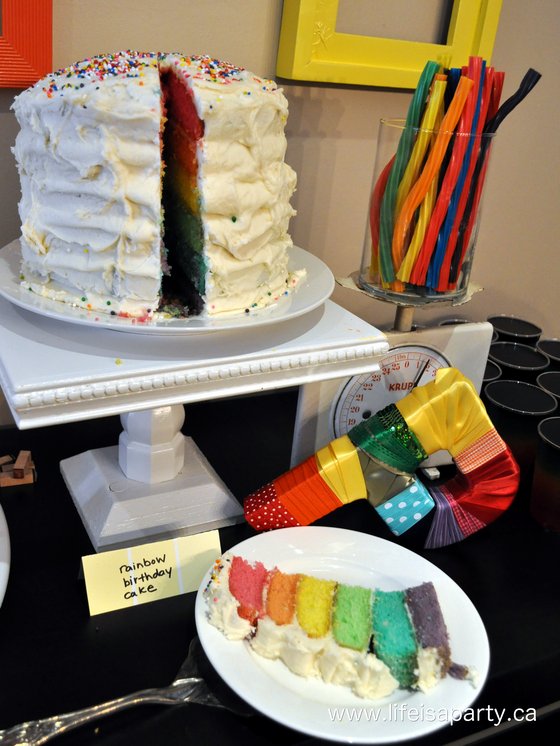 rainbow art dessert table