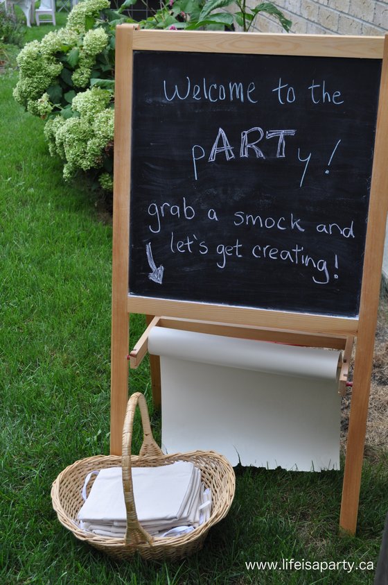 Art Party Decorations welcome chalkboard