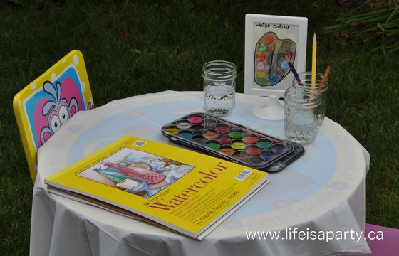 Rainbow Art Party water colour station