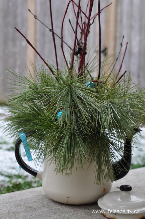 Christmas teapot arrangement