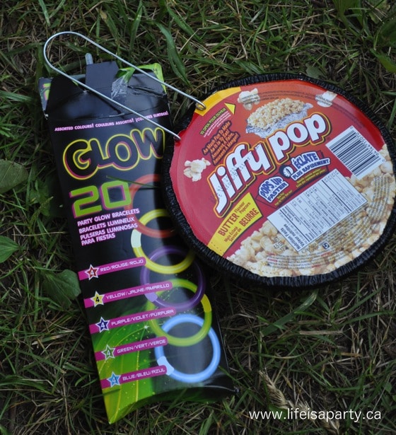 glow sticks and jiffy pop for campfires