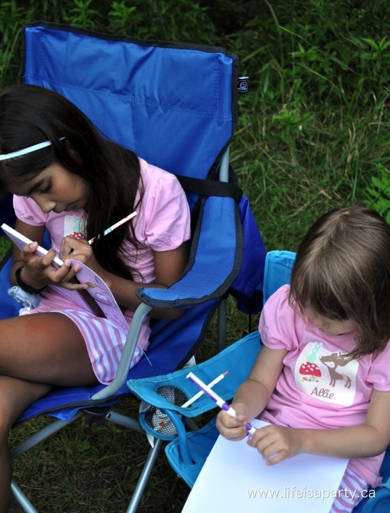colouring on a camping trip