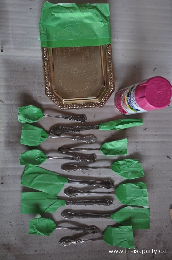 Painted cutlery spray paint makeover