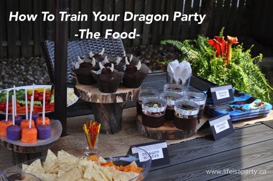 How To Train Your Dragon Themed Food: perfect dragon themed food for a party -dragon poop, dragon claws, viking cupcakes, fire breathing dragon cake and more!
