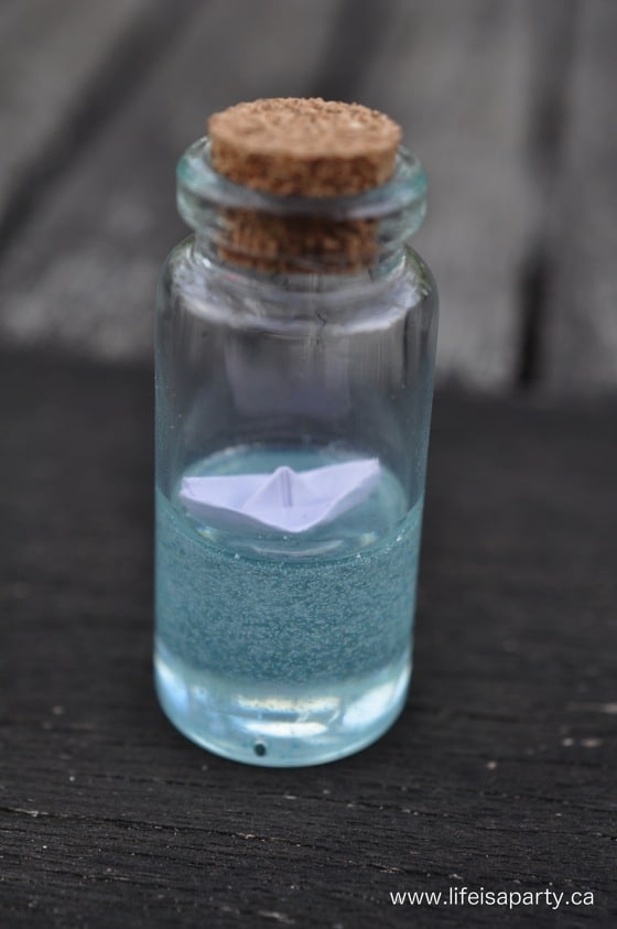 miniature boat in a bottle