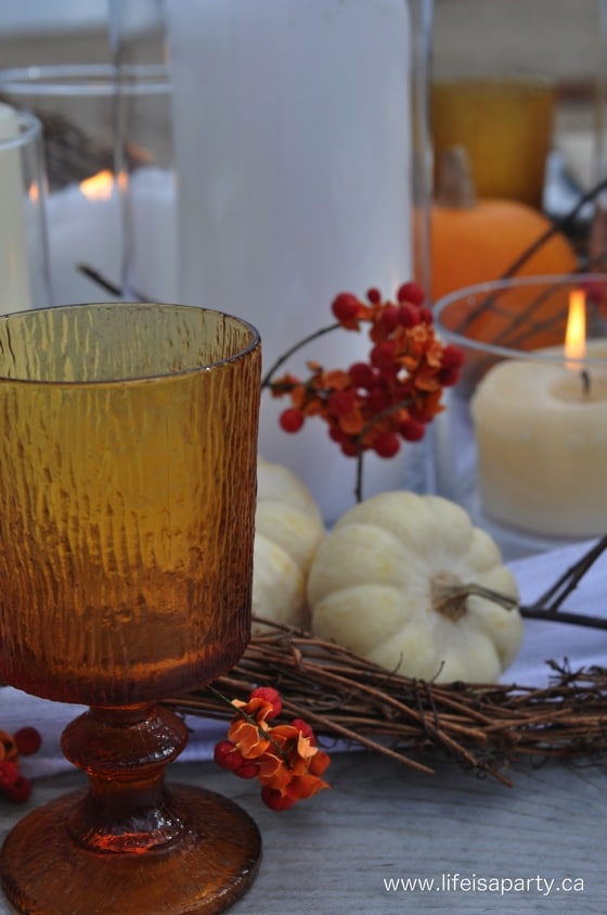vintage amber glass goblets