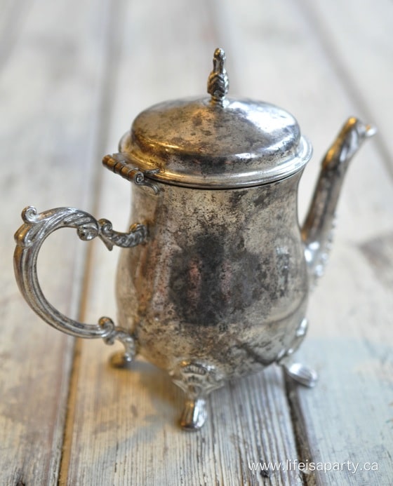 vintage silver mini teapot