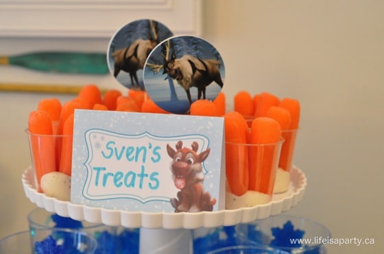 Frozen party "Sven's Treats" carrots and dip