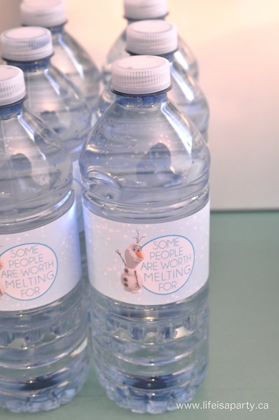 Water bottle with a "Some people are worth melting for" Olaf label.