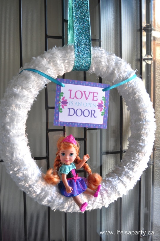 Frozen love is an open door wreath