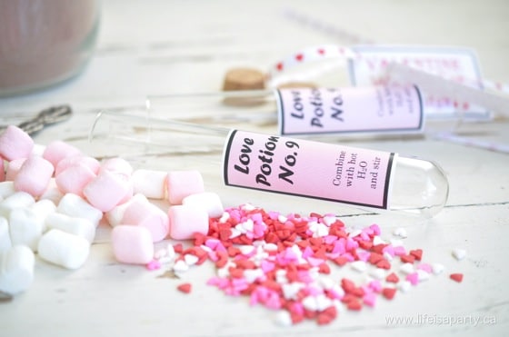 Love Potion Hot Chocolate Valentine with free Valentine printable card
