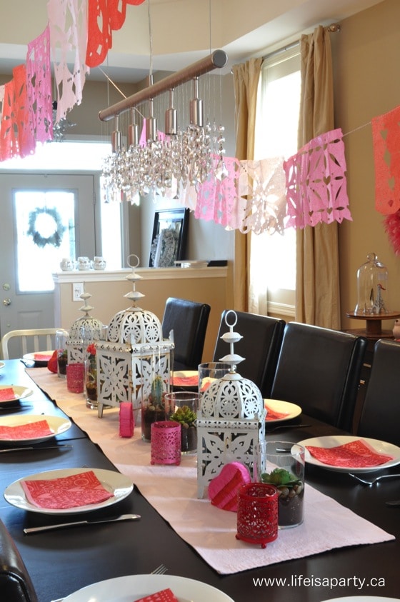 Valentine's Day Fiesta: The perfect family Valentine's Day party with decor ideas, menu, and games, including DIY Paper Picados and Mini Pinatas.