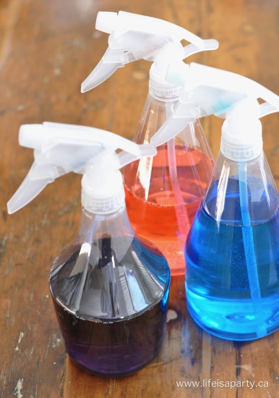 coloured water spray bottles