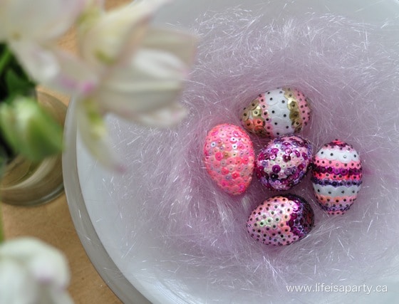 how to make sequin Easter eggs