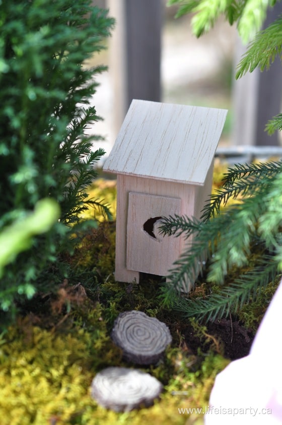 how to make a fairy garden miniature outhouse