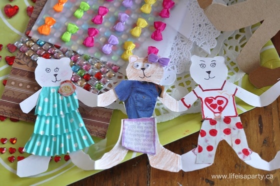 Teddy bear paper doll chain