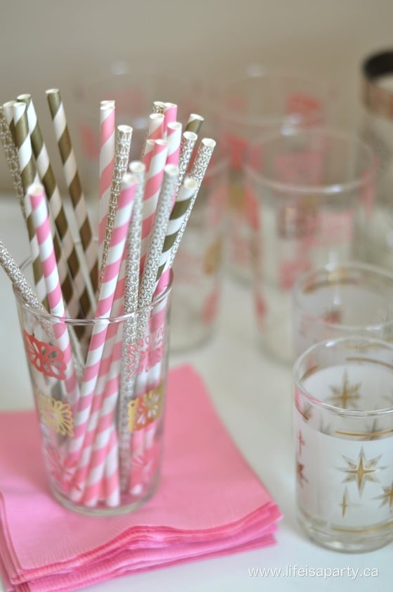 Paper straws and vintage glasses