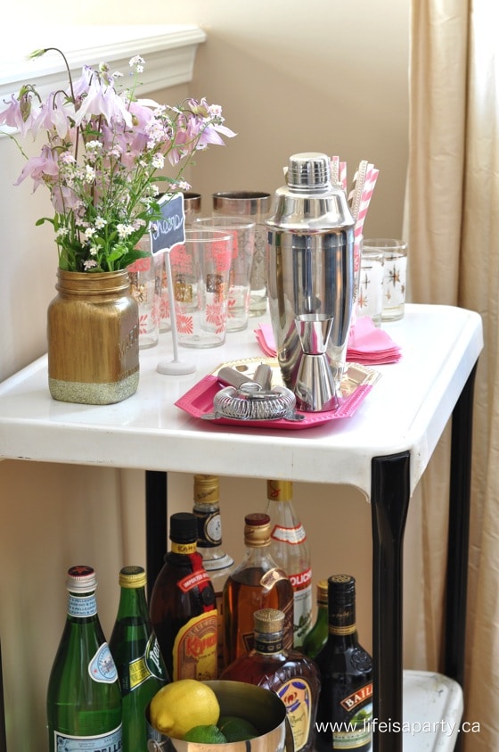 how to style a Summer bar cart