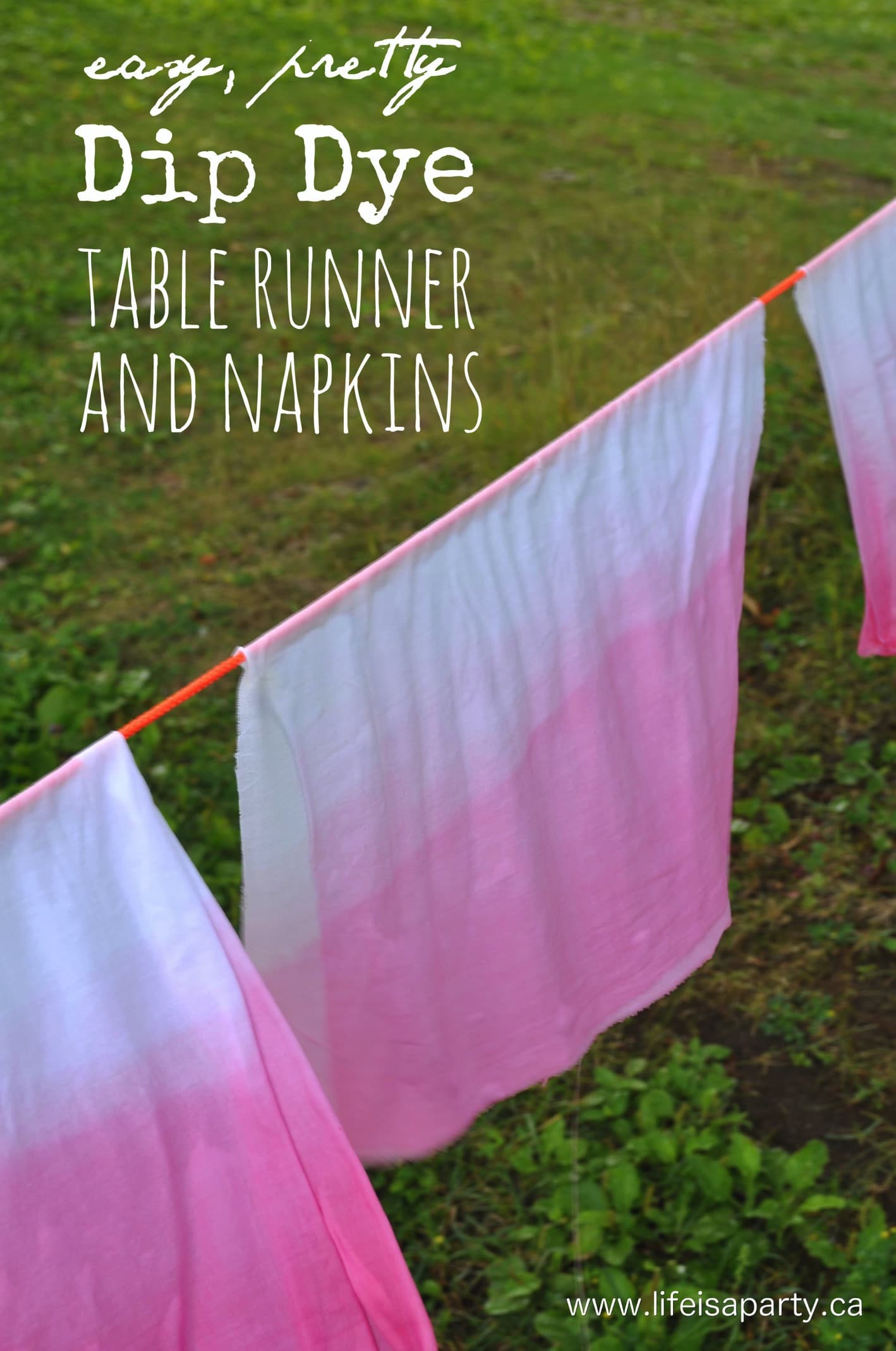 Dip Dye Table Runner and Napkins: Easy how-to instructions to make your own table runner and napkins with a beautiful dip dyed ombre effect. Perfect for entertaining and really simple to diy.